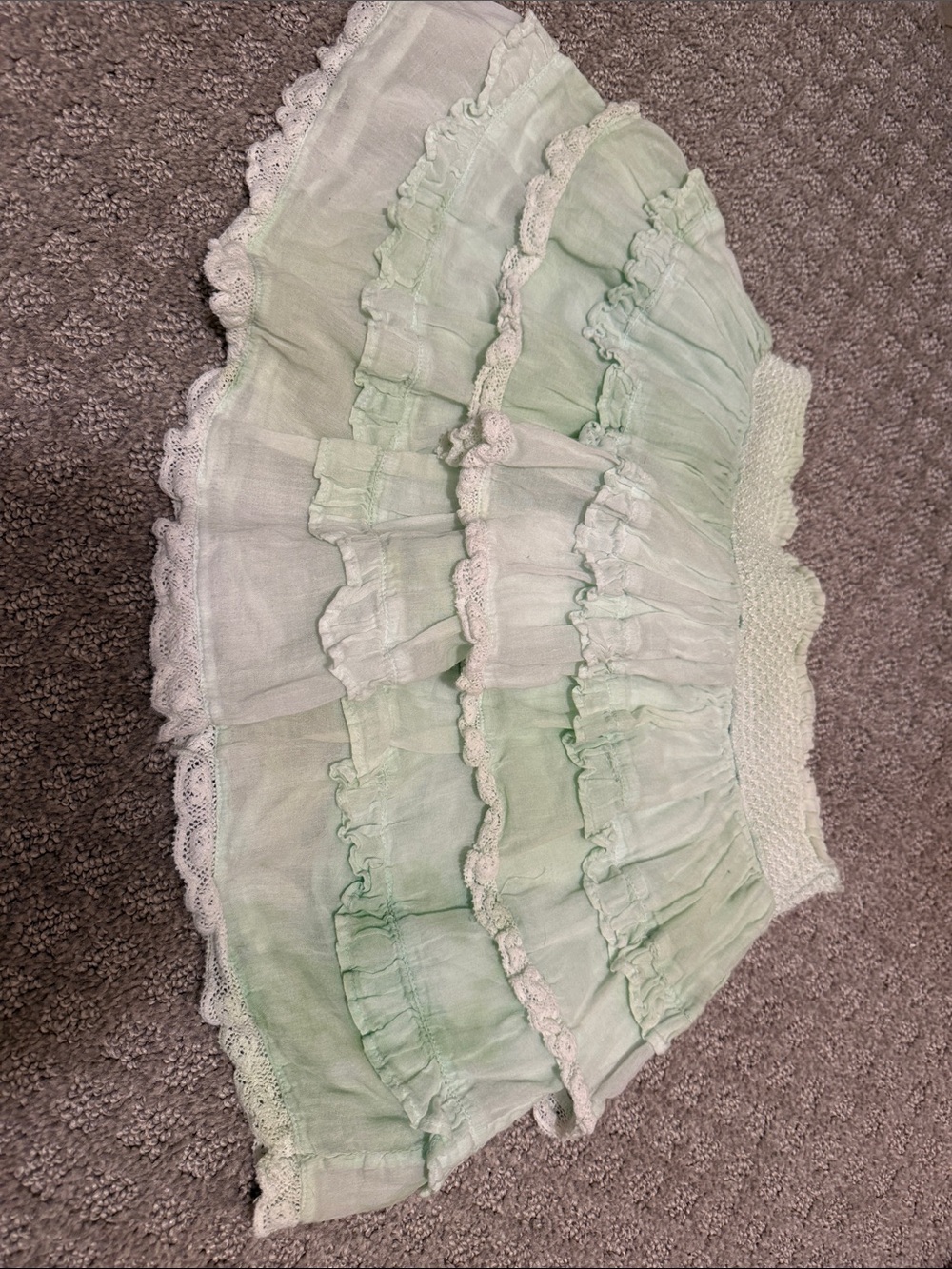 LoveShackFancy Girls Mint Ruffle Tiered Skirt